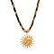 304 Stainless Steel Pendant Polyester Leopard Print Cord Necklaces for Women, Golden, Sun, 15.75 inch(40cm)