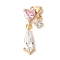 Brass Micro Pave Cubic Zirconia Pendants, Cadmium Free & Nickel Free & Lead Free, Heart with Teardrop, Pearl Pink, Real 18K Gold Plated, 22x10x3.5mm, Hole: 1.2mm