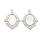 304 Stainless Steel Pendants, with Pave Shell, Oval Charm, Stainless Steel Color, 19x15x2mm, Hole: 1.2mm