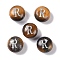 Natural Tiger Eye Beads, Rondelle with Letter, Letter R, 8.5~9x5~5.5mm, Hole: 1.2mm