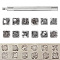 Carbon Steel Leathercraft Tool Sets, 12 Constellations Stamps, Stainless Steel Color, Tip: 1.05x1.05x1.3cm, Hole: 4.5mm, 12pcs, Handle: 96x8mm