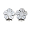 Brass Box Clasps, with Black Shell, Flower, 3-Strand, 6-Hole, Platinum, 32.5x26x8mm, Hole: 1.8/2mm