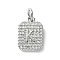 Rack Plating Brass Micro Pave Clear Cubic Zirconia Charms, Long-Lasting Plated, Lead Free & Cadmium Free, Rectangle with Letter Pattern, with Jump Ring, Platinum, Letter K, 14x9.5x2mm, Hole: 3mm