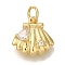 Rack Plating Brass Micro Pave Cubic Zirconia Pendants, Cadmium Free & Lead Free, Long-Lasting Plated, Shell Shape, Real 18K Gold Plated, 13x13x4.5mm, Hole: 3mm