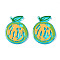 Translucent Acrylic Pendants, 3D Printed, Watermelon, Cyan, 35.5x25.5x3mm, Hole: 1.2mm