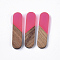 Transparent Resin & Walnut Wood Cabochons, Oval, Deep Pink, 45x11x3~4mm