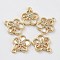 Brass Cubic Zirconia Pendants, with Shell, Flower, Real 18K Gold Plated, 16x14x3mm, Hole: 1.4mm
