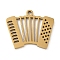 5Pcs 201 Stainless Steel Pendants, Laser Cut, Organ Charm, Golden, 13.5x16x1mm, Hole: 1.2mm