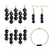 10Pcs Triple Natural Obsidian Round Beaded Connector Charms, with Golden 304 Stainless Steel Ball Head Pins & Iron Eye Pin & Brass Beads, 30.2~30.3x8mm, Hole: 2mm