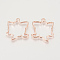 Alloy Open Back Bezel Pendants, For DIY UV Resin, Epoxy Resin, Pressed Flower Jewelry, Rose Gold, 33x27x3mm, Hole: 2.5mm
