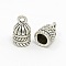 Tibetan Silver Cord Ends, Cadmium Free & Lead Free, Antique Silver, about 15mm long, 8mm wide, Hole: 2mm, 6mm inner diameter