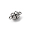 304 Stainless Steel Magnetic Clasps, with Loops, Rondelle, Stainless Steel Color, 11x6x1.8mm