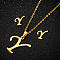 201 Stainless Steel Pendant Necklaces & Stud Earrings Sets, Golden, Letter Y, 400mm