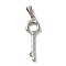 Non-Tarnish 304 Stainless Steel Pendants, Key Charm, Stainless Steel Color, 34~35x11x3mm, Hole: 3x7.5mm