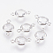 Glass Links connectors, with Brass Findings, Faceted Flat Round, Nickel Free, Real Platinum Plated, Clear, 12x7x3mm, Hole: 1.2mm