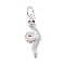 925 Sterling Silver Micro Pave Black and Clear Snake Pendants, with Jump Rings and 925 Stamp, Silver, 21.5x7x2mm, Hole: 4mm