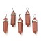 Synthetic Goldstone Pointed Pendants, with Platinum Tone Brass Findings, Bullet, 39.5x12x11.5mm, Hole: 4.5x2.8mm