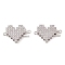 Brass Micro Pave Clear Cubic Zirconia Hook and S-Hook Clasps, Cadmium Free & Nickel Free & Lead Free, Heart, Real Platinum Plated, 17.5mm, Hole: 1.1mm