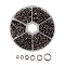 1 Box of Iron Jump Rings, Mixed Size, Open Jump Rings, Gunmetal, 18~21 Gauge, 4~10x0.7~1mm, Inner Diameter: 2.6~8mm, about 1600pcs/box, Packaging Box: 8x2cm