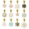 Christmas Alloy Enamel European Dangle Charms, Snowflake Charms, Mixed Color, 25~38mm, 12pcs/set