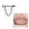 304 Stainless Steel Spike Lip Labrets with Chains, Cone, 8mm, Pin: 1.2mm