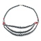 Non-Magnetic Synthetic Hematite & Turquoise Beades 3 Layer Necklaces, with Alloy Lobster Claw Clasps, Round & Twistd, Red, 20.27 inch(51.5cm), Twistd: 15.5x8x8mm
