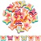 24Pcs 6 Colors Plastic Cabochons, Stripe Butterfly, Mixed Color, 10.5x12.5x6mm
