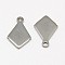 Tarnish Resistant 304 Stainless Steel Stamping Blank Tag Pendants, Diamond, Stainless Steel Color, 13x9x1mm, Hole: 1mm
