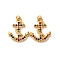 304 Stainless Steel Rhinestone Pendants, Anchor & Helm Charm, with Jump Ring, Ion Plating(IP), Real 18K Gold Plated, Colorful, 21x12.5x2.5mm, Hole: 2.5mm