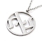 Non-Tarnish 304 Stainless Steel Pendant Necklaces, Cable Chains, Flat Round withA Perfectly Harmonious Symbol of Love, Stainless Steel Color, 17.56 inch(44.6cm)