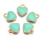 Alloy Enamel Charms, Heart, Light Gold, Aquamarine, 12x10x2mm, Hole: 2mm