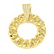 Rack Plating Brass Micro Pave Cubic Zirconia Pendants, Cadmium Free & Lead Free, with Link Chain Shape, Round, Real 18K Gold Plated, 30x25x6.5mm, Hole: 4x4mm