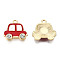 Alloy Enamel Pendants, with Crystal Rhinestone, Light Gold, Car, Red, 16.5x17.5x3mm, Hole: 1.6mm