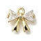 Rack Plating Brass Micro Pave Cubic Zirconia Charms, Cadmium Free & Nickel Free & Lead Free, Long-Lasting Plated, Bowknot, Real 14K Gold Plated, 9x10.5x3mm, Hole: 1.4mm
