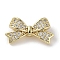 Brass Micro Pave Clear Cubic Zirconia Beads, Cadmium Free & Nickel Free & Lead Free, Bowknot, Real 18K Gold Plated, 9.5x17.5x5mm, Hole: 1mm