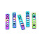 20Pcs Rack Plating 304 Stainless Steel Pendants, Rectangle with Phase of the Moon, Rainbow Color, 26x6x1.5mm, Hole: 2mm