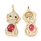 Brass Micro Pave Cubic Zirconia Pendants, Cadmium Free & Lead Free, Dog Charms, Real 18K Gold Plated, 33x16.5x6mm, Hole: 3.5x4.5mm