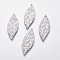 Non-Tarnish 304 Stainless Steel Pendants, Textured Leaf, Stainless Steel Color, 35x12.5x1mm, Hole: 1.6mm