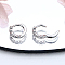 S925 Sterling Silver Geometric Circle Hoop Earrings, with Clear Cubic Zirconia, Silver, 11x1.2mm