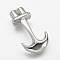 Non-Tarnish 304 Stainless Steel Anchor Hook Clasps, For Leather Cord Bracelets Making, Stainless Steel Color, 38x20x6mm, Hole: 4mm