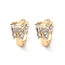 Brass Micro Pave Cubic Zirconia Hoop Earring, Butterfly, Light Gold, 15x10.5x17.5mm