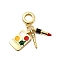 Brass European Dangle Charms, with Enamel, Lipstick & Eye Shadow Palette, Large Hole Pendants, Long-Lasting Plated, Lead Free & Cadmium Free, Rack Plating, Real 18K Gold Plated, 27mm, Hole: 4.5mm