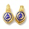 Rack Plating Brass Enamel Buddhist Pendants, Buddha Jewelry Findings Counter, Real 18K Gold Plated, Mauve, 23.5x12x7mm, Hole: 3mm