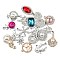 Alloy Rhinestone Pendants, Mixed Shapes, Mixed Color, 12~28x11.5~23x2~10.5mm, Hole: 1.8~2mm