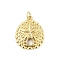Brass Pendants, Sand Dollar Charm, Shell/Starfish Charms, Rack Plating, Long-Lasting Plated, Lead Free and Cadmium Free, with Jump Ring, Real 18K Gold Plated, 20x17.5x3mm, Hole: 3mm