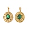 304 Stainless Steel Pendants, Synthetic Malachite Oval Charms, Ion Plating(IP), Golden, 22x17x5mm, Hole: 6x3mm