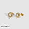 Fashionable Stainless Steel Cubic Zirconia Stud Earrings, Real 18K Gold Plated, Flat Round, 9.4mm