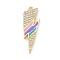 Eco-friendly Brass Micro Pave Clear Cubic Zirconia Pendants, with Enamel, Cadmium Free & Lead Free, Long-Lasting Plated, Lightning, Golden, 27x9.5x2.2mm, Hole: 1.2mm