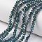 Electroplate Transparent Glass Beads Strands, Half Multi-color Plated, Faceted, Rondelle, Green, 8x6mm, Hole: 1mm, about 63~65pcs/strand, 39~40cm