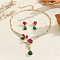 Teardrop Zinc Alloy & Glass & Resin Pearl Pendant Necklace & Stud Dangle Earrings Sets, Christmas Jewelry Sets, Golden, 360~420mm